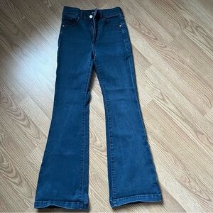 High rise flared dark blue jeans